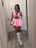 EVE Fashion Casual Lapel Top Short Skirt Two Piece Set XMCS-CS20242257