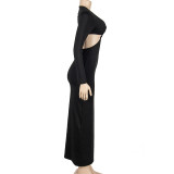 EVE Hollow Out Patchwork Maxi Dress GAXB-A238DS