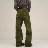 EVE Leopard Print Straight Denim Jeans GKNF-TSSC-3269