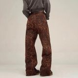 EVE Leopard Print Straight Denim Jeans GKNF-TSSC-3269