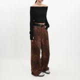 EVE Leopard Print Straight Denim Jeans GKNF-TSSC-3269