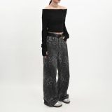 EVE Leopard Print Straight Denim Jeans GKNF-TSSC-3269