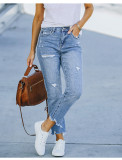 EVE Holes High-waisted Jeans GKNF-TSQ-1093