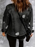 EVE Fashion Holes Lapel Denim Jacket GKNF-TSX-022