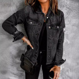 EVE Fashion Holes Lapel Denim Jacket GKNF-TSX-022