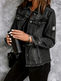 EVE Fashion Holes Lapel Denim Jacket GKNF-TSX-022