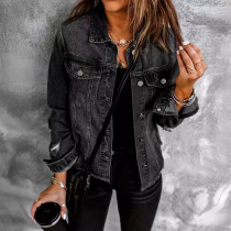 EVE Fashion Holes Lapel Denim Jacket GKNF-TSX-022