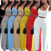 EVE Solid Tank Top + Pants Sport Casual 2 Piece Set GYSL-8863