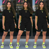 EVE Solid Color Short Sleeve Sport 2 Piece Shorts Set GYSL-999