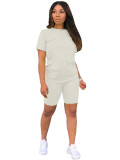 EVE Solid Color Short Sleeve Sport 2 Piece Shorts Set GYSL-999