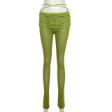 EVE Low Rise Tied Skinny Solid Color Knit Pants XEF-49097