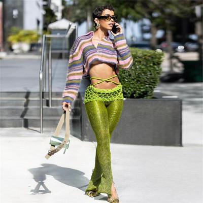 EVE Low Rise Tied Skinny Solid Color Knit Pants XEF-49097