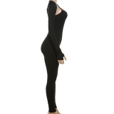 EVE Long Sleeve Tops And Sling Jumpsuit Solid 2 Piece Set XEF-47151