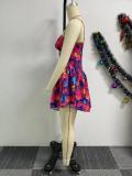 EVE Printed Halter Waist Mini Dress NY-10817