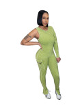 EVE Threaded Single Sleeve Skinny Jumpsuit CH-HR24045
