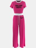 EVE Ribbed Color Clash Short Sleeve Pants Set SFY-TD2777D