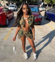 EVE Camouflage Print Irregular Skirt Two Piece Set QXTF-82055