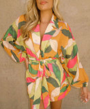 EVE Print V Neck Tie Up Romper NY-10818