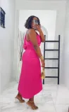 EVE Solid Pleated Single Shoulder Split Long Dress NY-10828