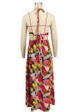 EVE Sexy Halter Print Backless Split Maxi Dress XHXF-421