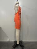 EVE Solid Color Hot Drill Halter Mini Dress OD-8668