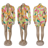 EVE Print V Neck Tie Up Romper NY-10818