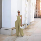 EVE Solid Color Loose Wide Leg Back Pant Jumpsuit SFY-2779