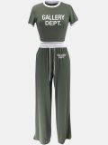 EVE Ribbed Color Clash Short Sleeve Pants Set SFY-TD2777D