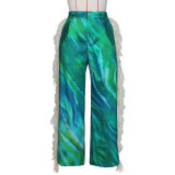 EVE Print Tassel Casual Staight Pants ZSD-0682