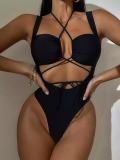 EVE Sexy Tie Up Hollow Out One Piece Swimsuit DYSC-DY22A166YYB101013