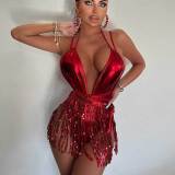 EVE Sexy Deep V Neck Tassel One Piece Swimsuit DYSC-DY22A150YYB091513