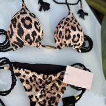 EVE Leopard Print Bra Pads Skinny Tie Bikini Swimsuit DYSC-DY24A1561YYB052113