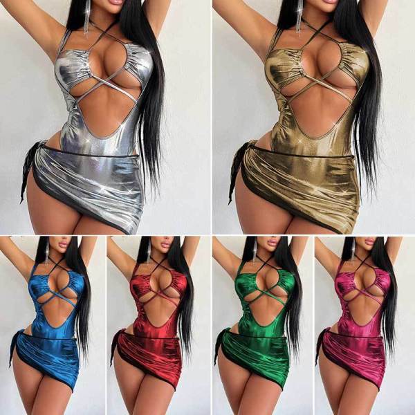 EVE Sexy Bandage Bodysuit And Skirt Two Piece Swimsuit DYSC-DY23A685YYB060913