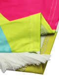 EVE Colorblocked Printed Fringed Wide Leg Pants SFY-494