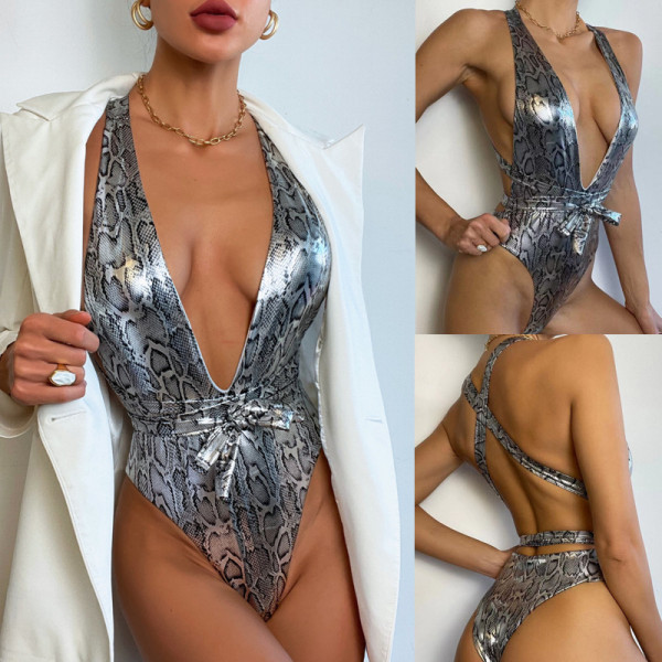 EVE Snake Print Backless Tight One Piece Swimsuit DYSC-DY3111194