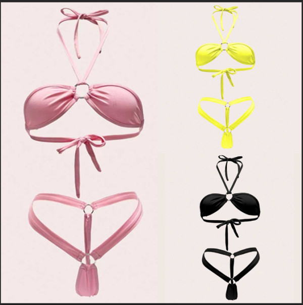 EVE Sexy Solid Color Tie Up Swimsuit 2 Piece Set DYSC-DY23A894YYB091213