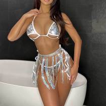 EVE Sexy Hollow Out Tassel Skirt Bikinis Three Piece Swimsuit DYSC-DY23A1063YYB111413