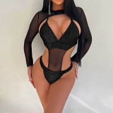 EVE Sexy Halter One Piece Swimsuit+Long Sleeve Mesh Swimsuit DYSC-DY22A139YYB090713