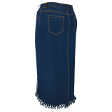 EVE Plus Size Fashion Tassel Split Denim Long Skirt GDAM-218606