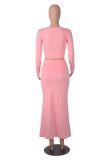 EVE Solid Color Long Sleeve Long Skirt 2 Piece Set MZ-WX001