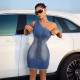 EVE Slash Shoulder Sleeveless Denim Mini Dress GKNF-6977