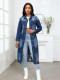 EVE Long Ripped Denim Trench Coat Jacket GQDH-9932