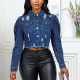 Ripped Bubble Sleeve Denim Jacket GQDH-911