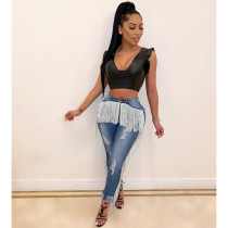 EVE Holes Tassel Washed Jeans ME-378