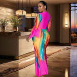 EVE Fashion Pleated Color Block Plus Size Maxi Dress BY-6952
