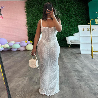 EVE Sexy See-through Backless Sling Maxi Dress XEF-48188