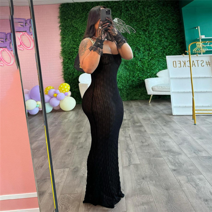 EVE Sexy See-through Backless Sling Maxi Dress XEF-48188