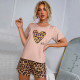 EVE Leopard Print Short Sleeve Casual Homewear Pajamas Set GLSY-L0082
