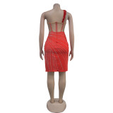 EVE Hot Drill Mesh Patchwork Backless Midi Dress BY-6968