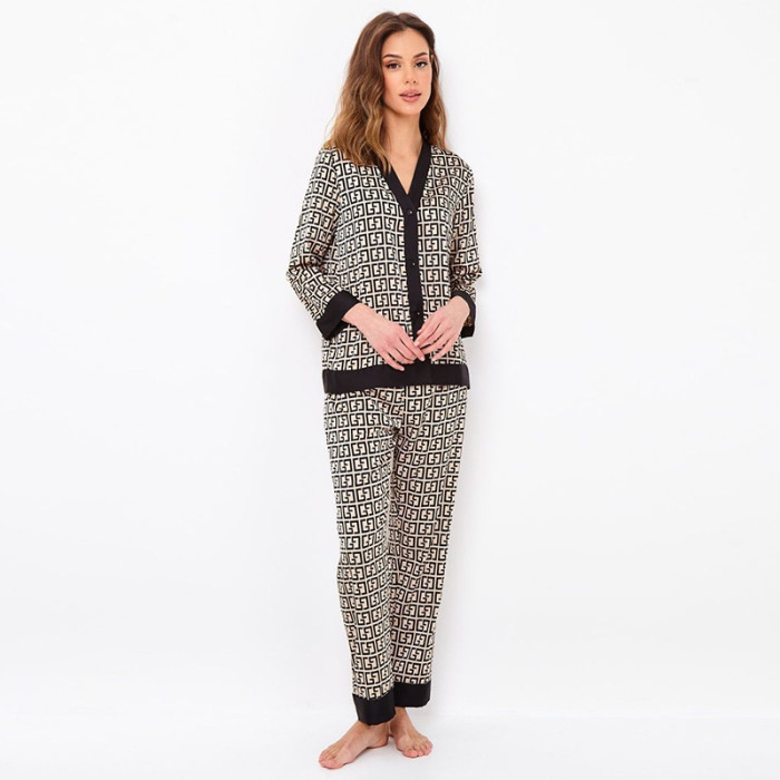 EVE Cardigan Print Pajama Set Casual Homewear GLSY-W0273